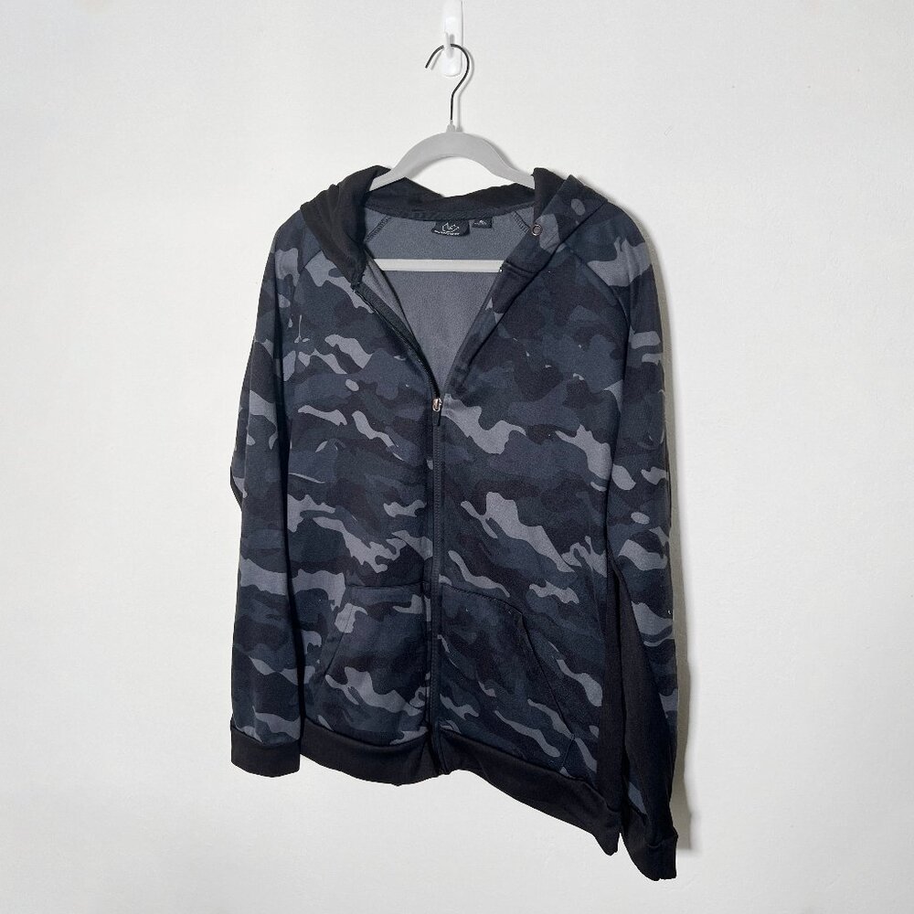 Burnside Black Camouflage Zip Up Hoodie Size XL - Picture 2 of 11
